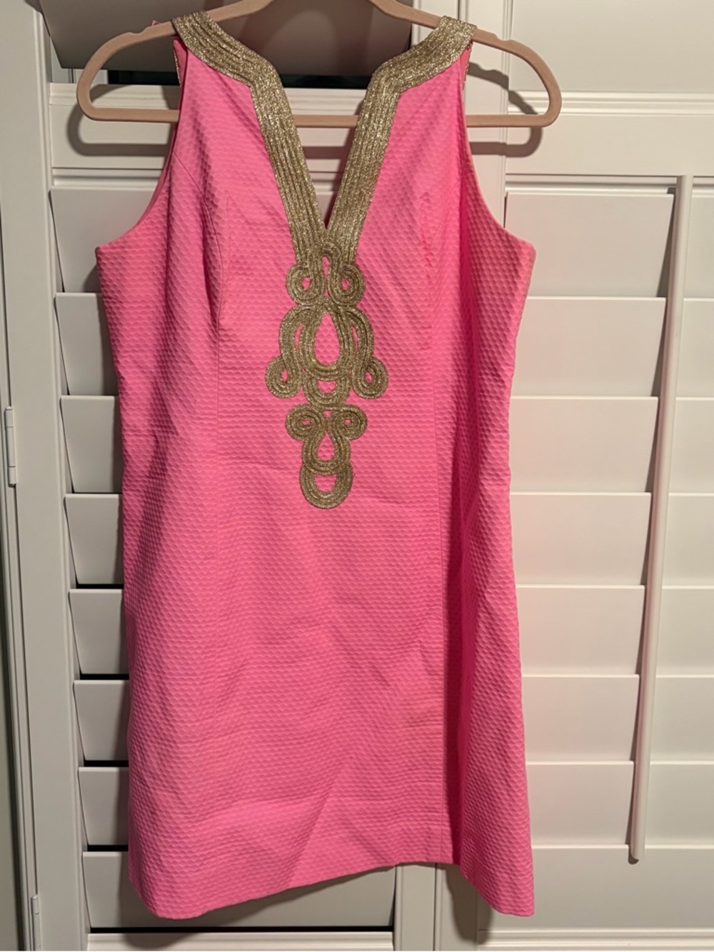 Lilly Pulitzer Pink Shift Dress with Gold Embellishment